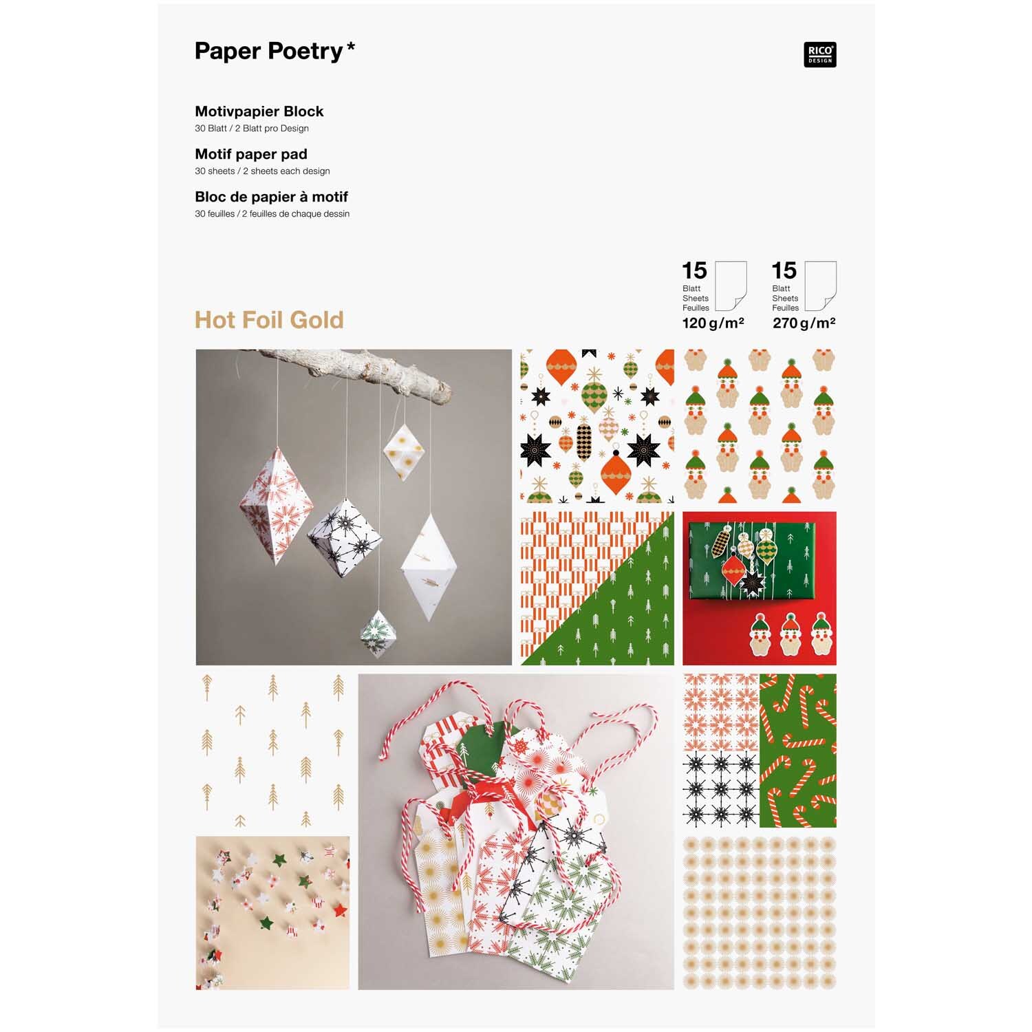 Paper Poetry Motivpapier Block 21x30cm 30 Blatt von Rico Design