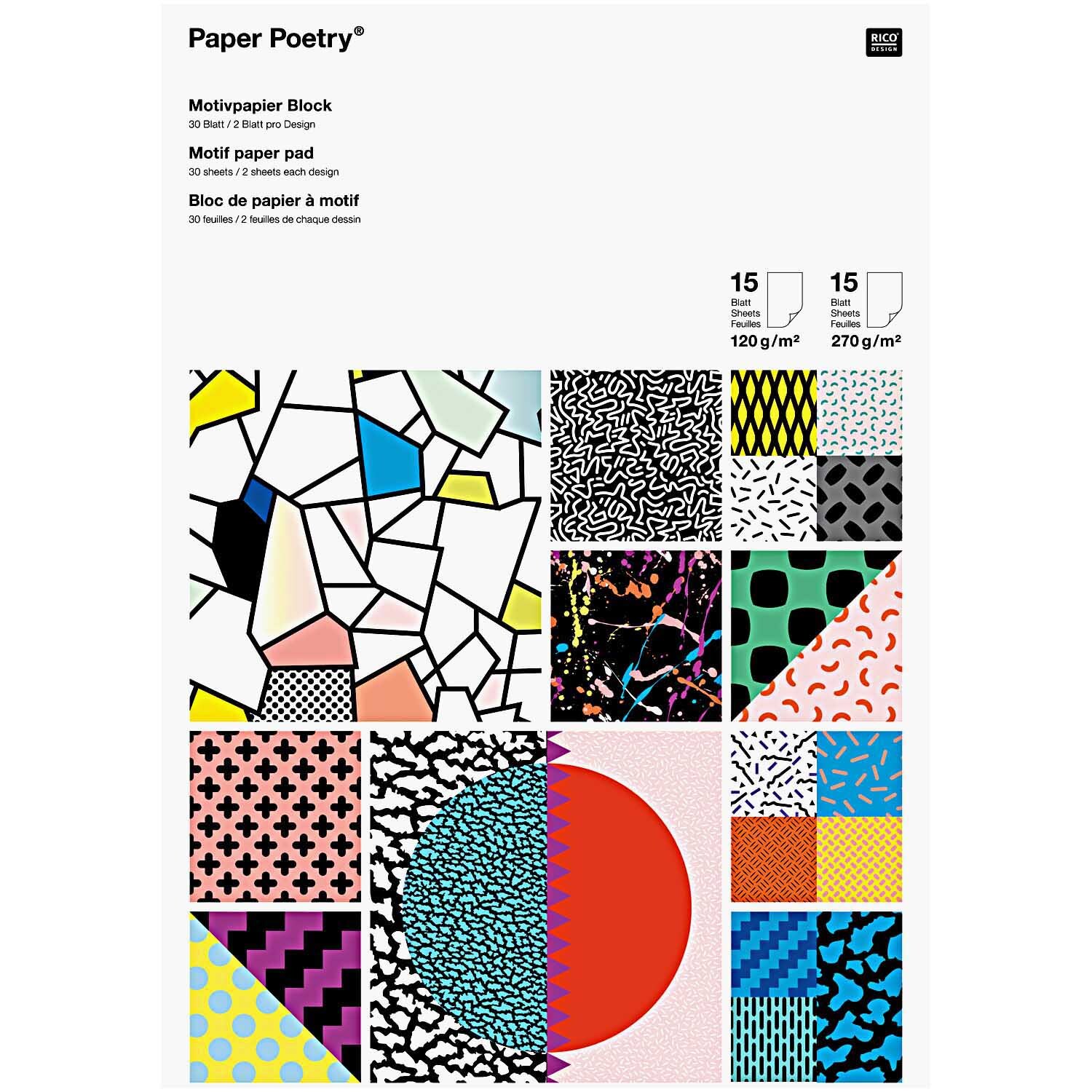Paper Poetry Motivpapier Block 90er 21x30cm 30 Blatt Paper Poetry Motivpapier Block 90er 21x30cm 30 Blatt von Rico Design