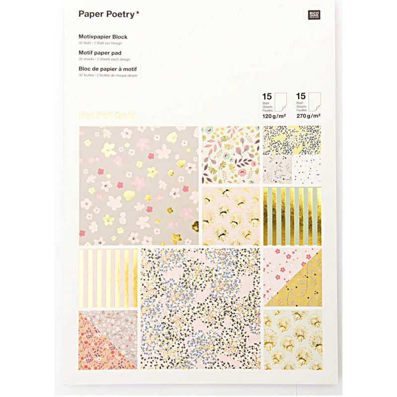 Paper Poetry Motivpapier Block Bouquet Sauvage 21x30cm 30 Blatt von Rico Design