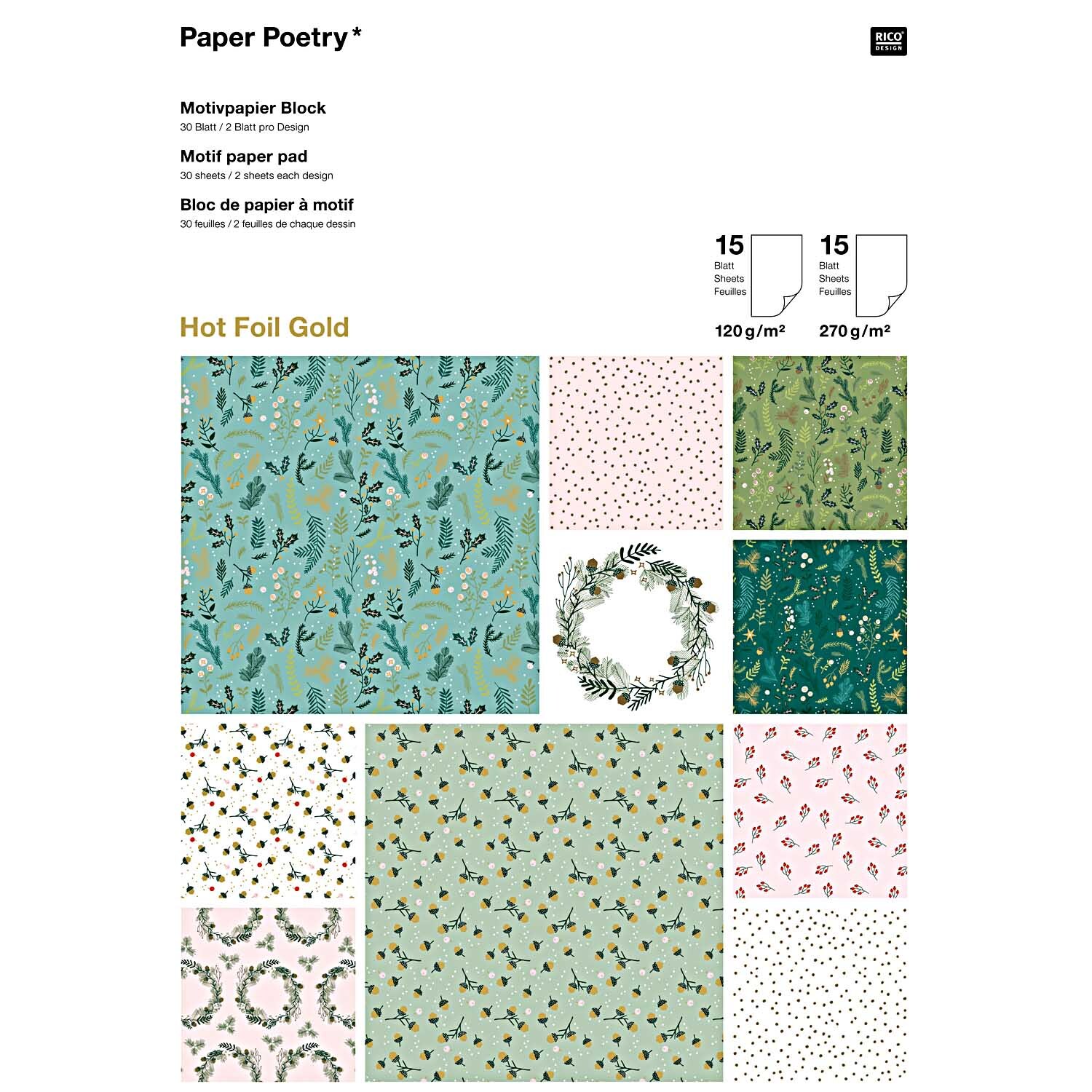 Paper Poetry Motivpapier Block Classical Christmas 21x29,5cm 30 Blatt Paper Poetry Motivpapier Block Classical Christmas 21x29,5cm 30 Blatt von Rico Design