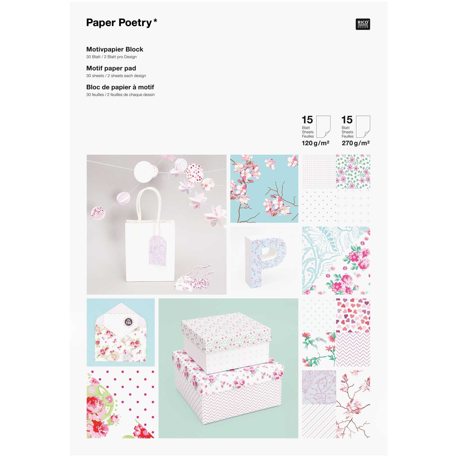 Paper Poetry Motivpapier Block Floral 21x30cm 30 Blatt Paper Poetry Motivpapier Block Floral 21x30cm 30 Blatt von Rico Design