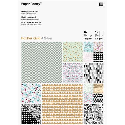 Paper Poetry Motivpapier Block Graphic 21x30cm 30 Blatt Hot Foil von Rico Design