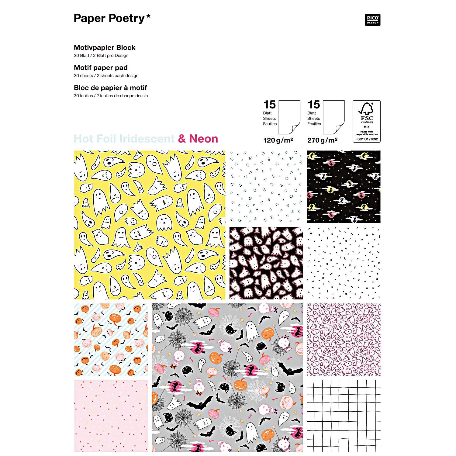 Paper Poetry Motivpapier Block Halloween 30 Blatt Hot Foil Paper Poetry Motivpapier Block Halloween 30 Blatt Hot Foil von Rico Design