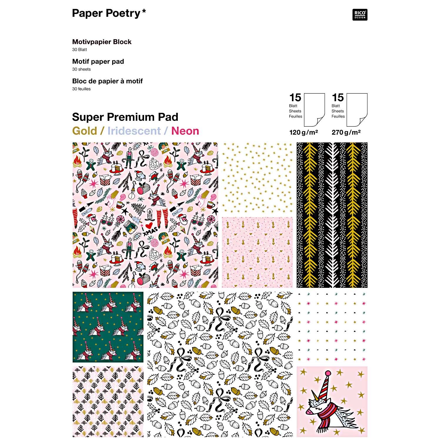 Paper Poetry Motivpapier Block Magical Christmas 21x29,5cm 30 Blatt Paper Poetry Motivpapier Block Magical Christmas 21x29,5cm 30 Blatt von Rico Design