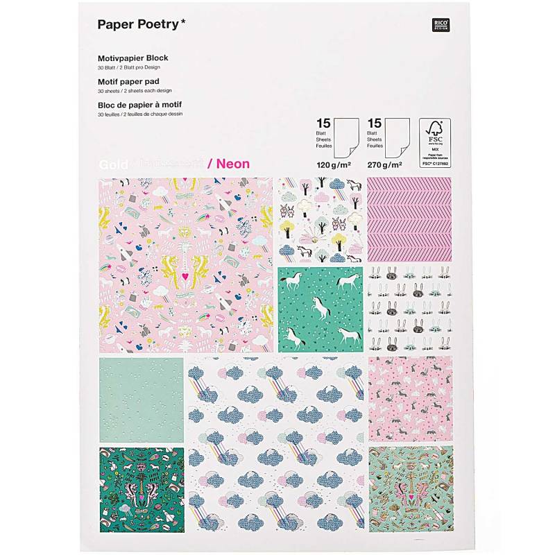 Paper Poetry Motivpapier Block Wonderland 30 Blatt von Rico Design