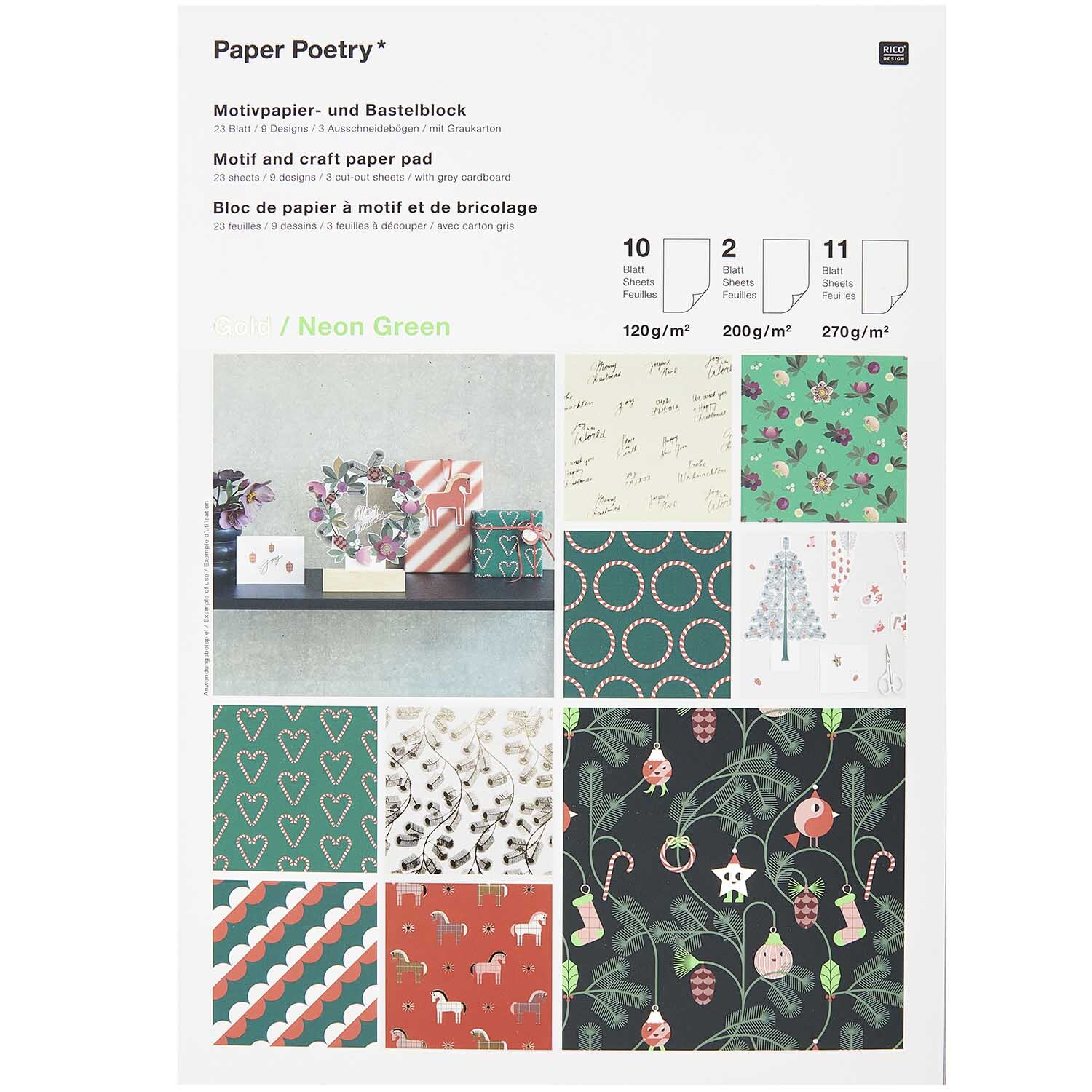 Paper Poetry Motivpapierblock Christmas Rocks! 24 Blatt von Rico Design