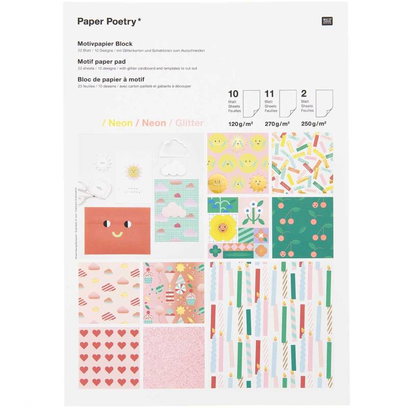 Paper Poetry Motivpapierblock Happy Birthday 23 Blatt von Rico Design