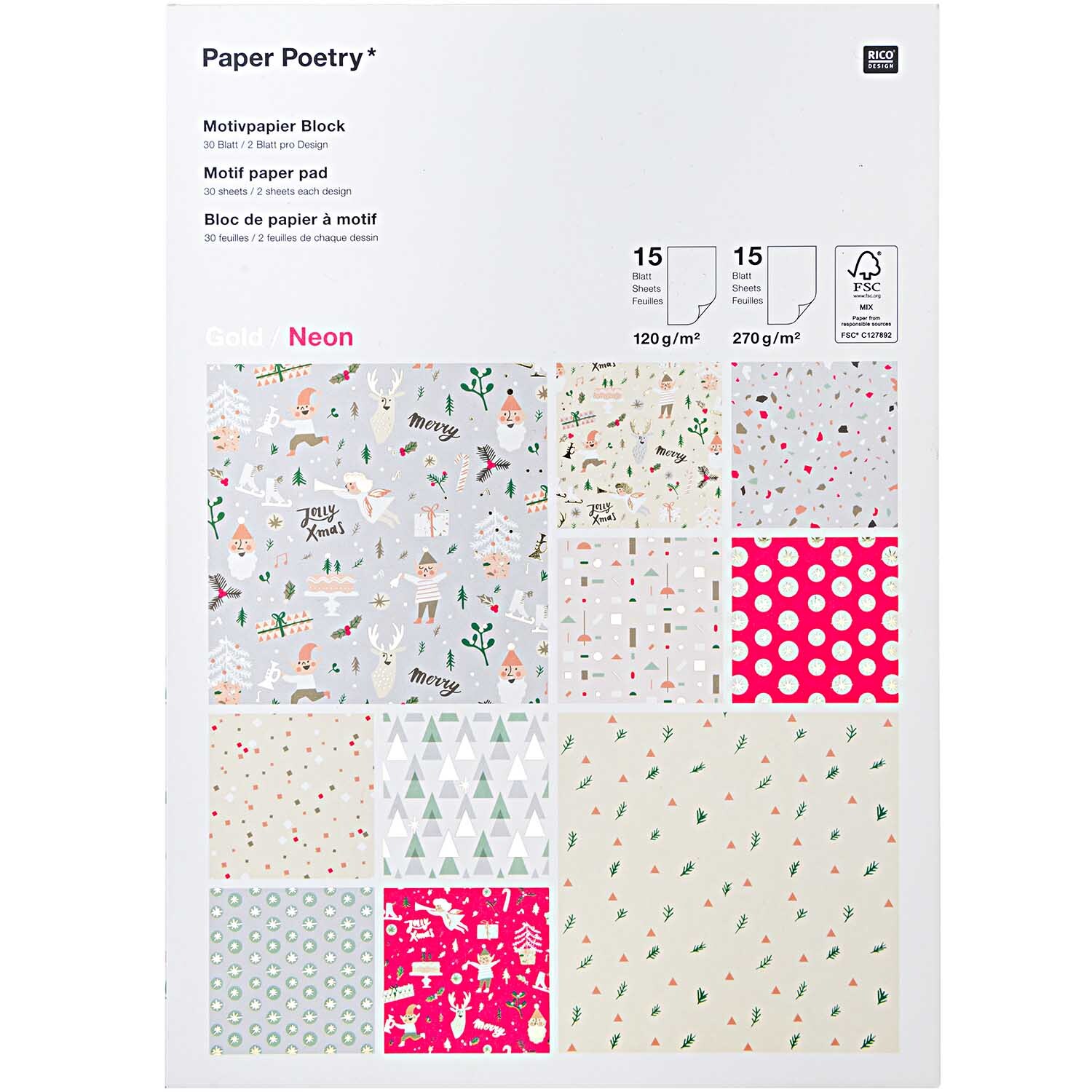Paper Poetry Motivpapierblock Jolly Christmas pastell 30 Blatt Paper Poetry Motivpapierblock Jolly Christmas pastell 30 Blatt von Rico Design