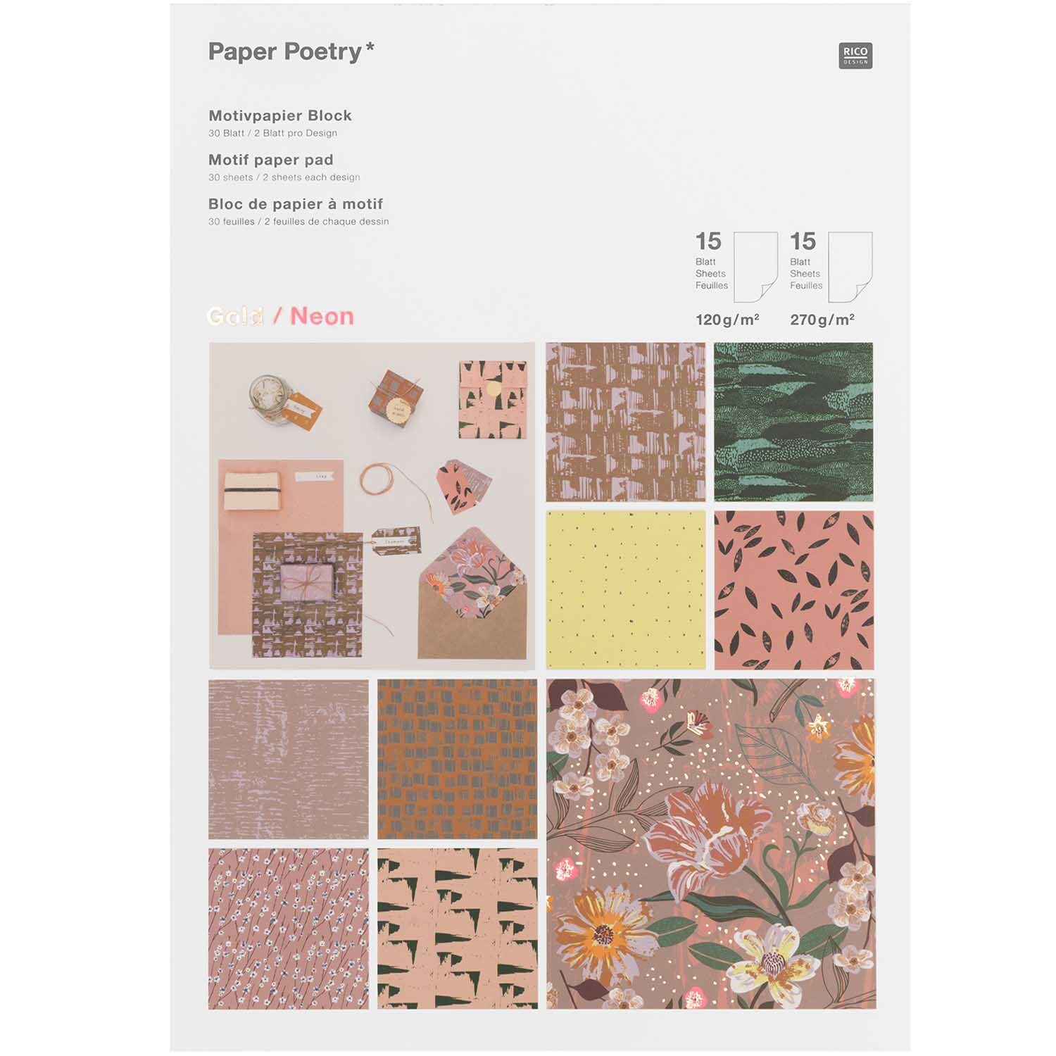 Paper Poetry Motivpapierblock Nature Matters 30 Blatt von Rico Design
