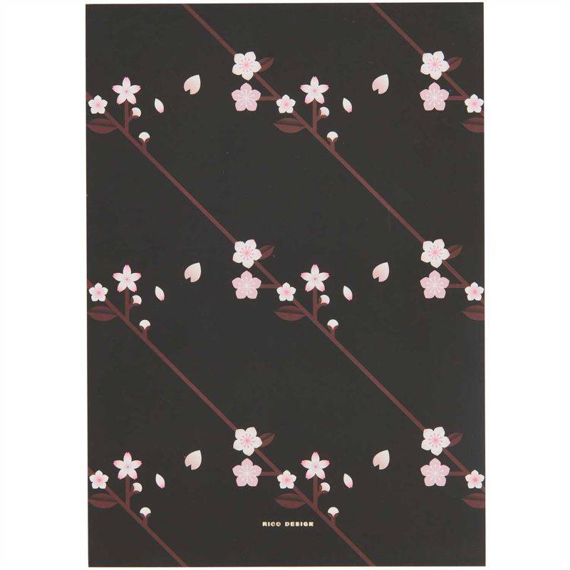 Paper Poetry Notizblock Kirschblüten schwarz A5 50 Blatt 100g/m² von Rico Design