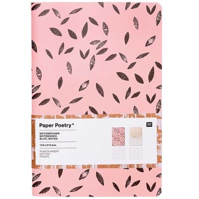 Paper Poetry Notizbücher koralle-grau A5 punktkariert 40 Seiten 2 Stück von Rico Design