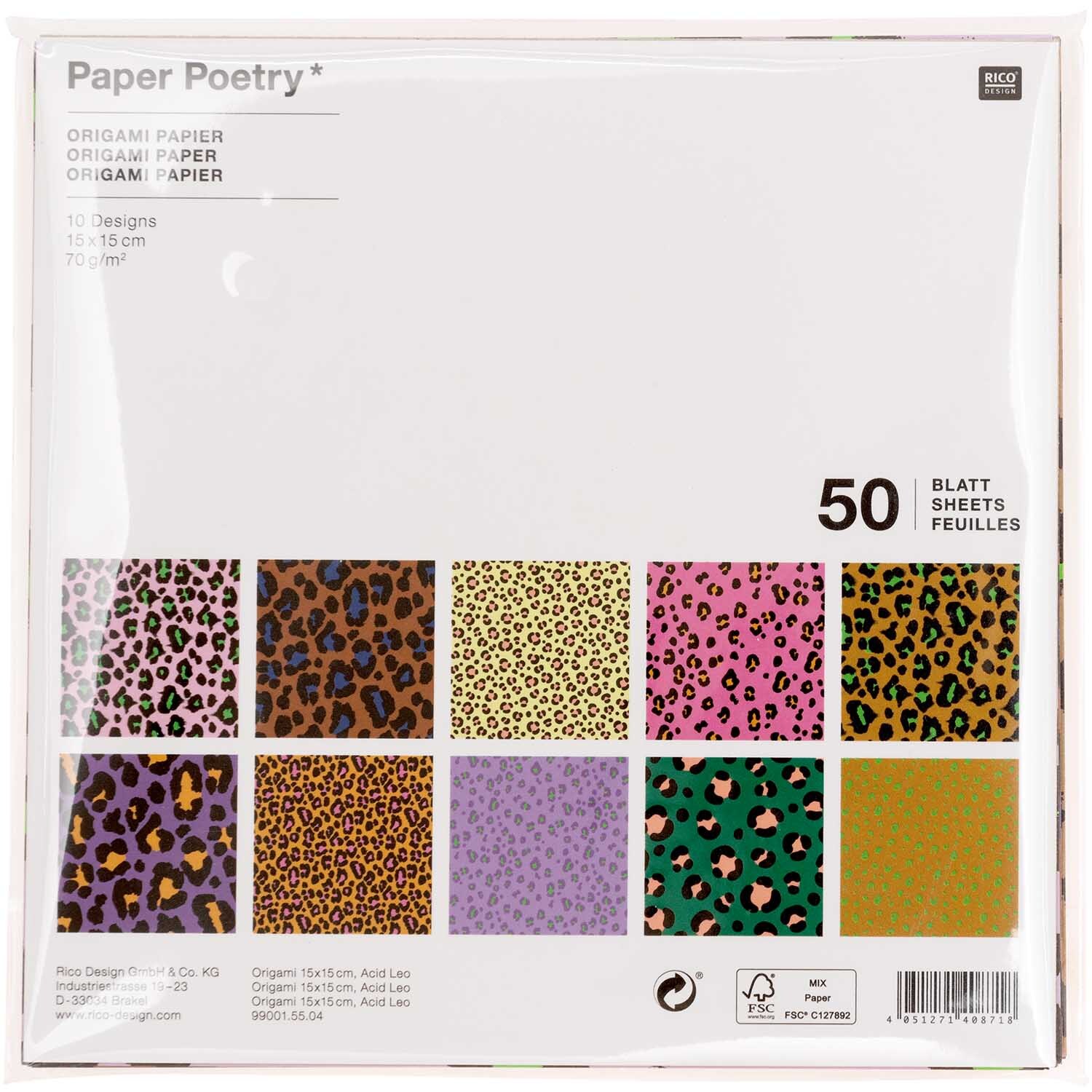 Paper Poetry Origami Acid Leo 15x15cm 50 Blatt Paper Poetry Origami Acid Leo 15x15cm 50 Blatt von Rico Design