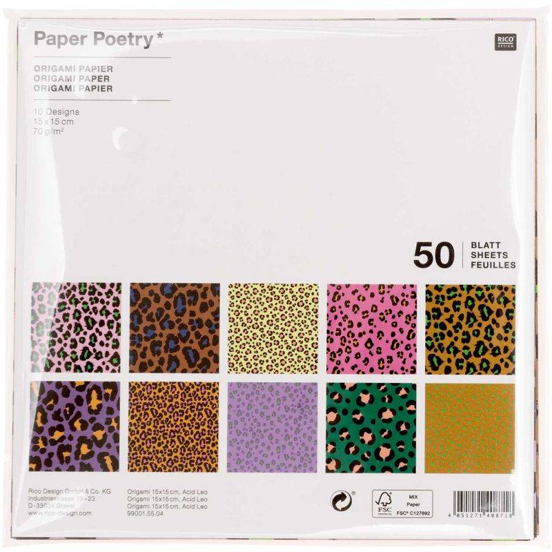 Paper Poetry Origami Acid Leo 15x15cm 50 Blatt von Rico Design