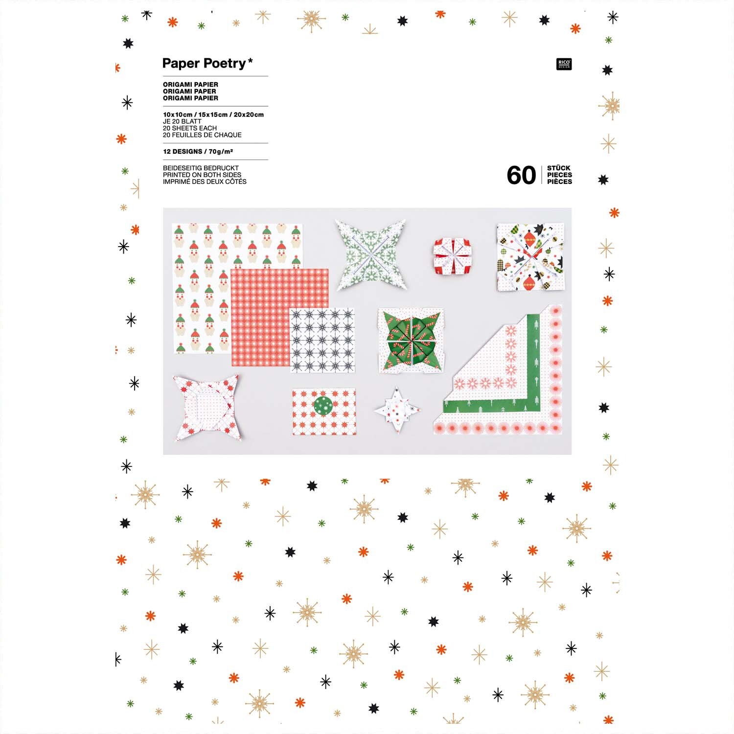 Paper Poetry Origami Faltpapier Set Puristic Christmas 60 Blatt von Rico Design