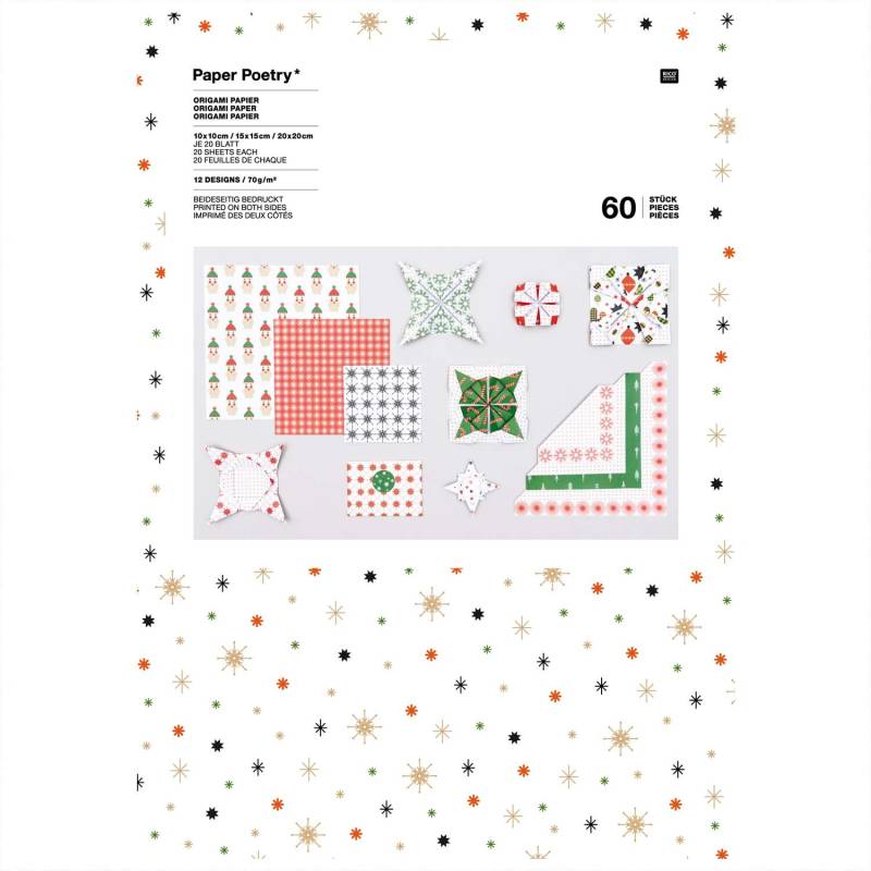 Paper Poetry Origami Faltpapier Set Puristic Christmas 60 Blatt von Rico Design