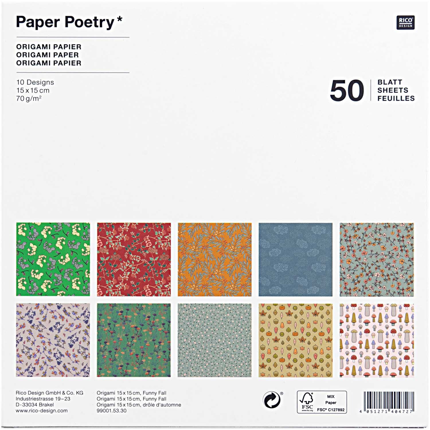 Paper Poetry Origami Funny Fall 15x15cm 50 Blatt Paper Poetry Origami Funny Fall 15x15cm 50 Blatt von Rico Design