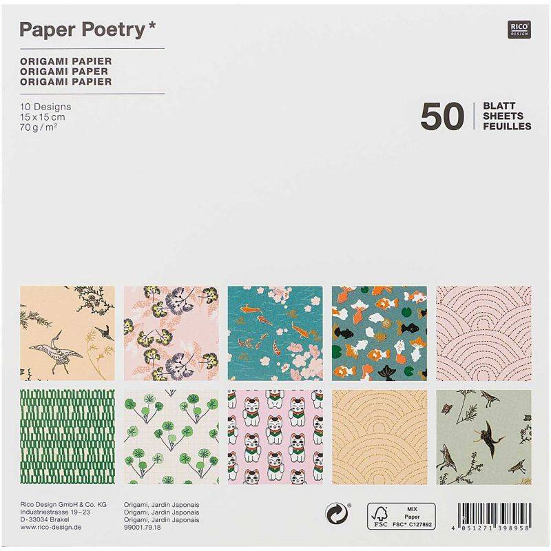 Paper Poetry Origami Jardin Japonais 15x15cm 50 Blatt von Rico Design