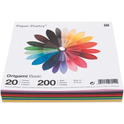 Paper Poetry Origami basic 5x5cm 200 Blatt 20 Farben von Rico Design