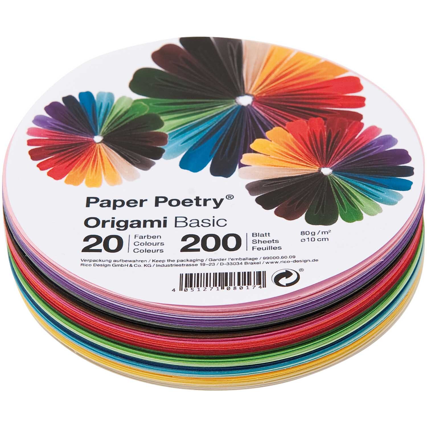 Paper Poetry Origami basic rund 10cm 200 Blatt 20 Farben Paper Poetry Origami basic rund 10cm 200 Blatt 20 Farben von Rico Design