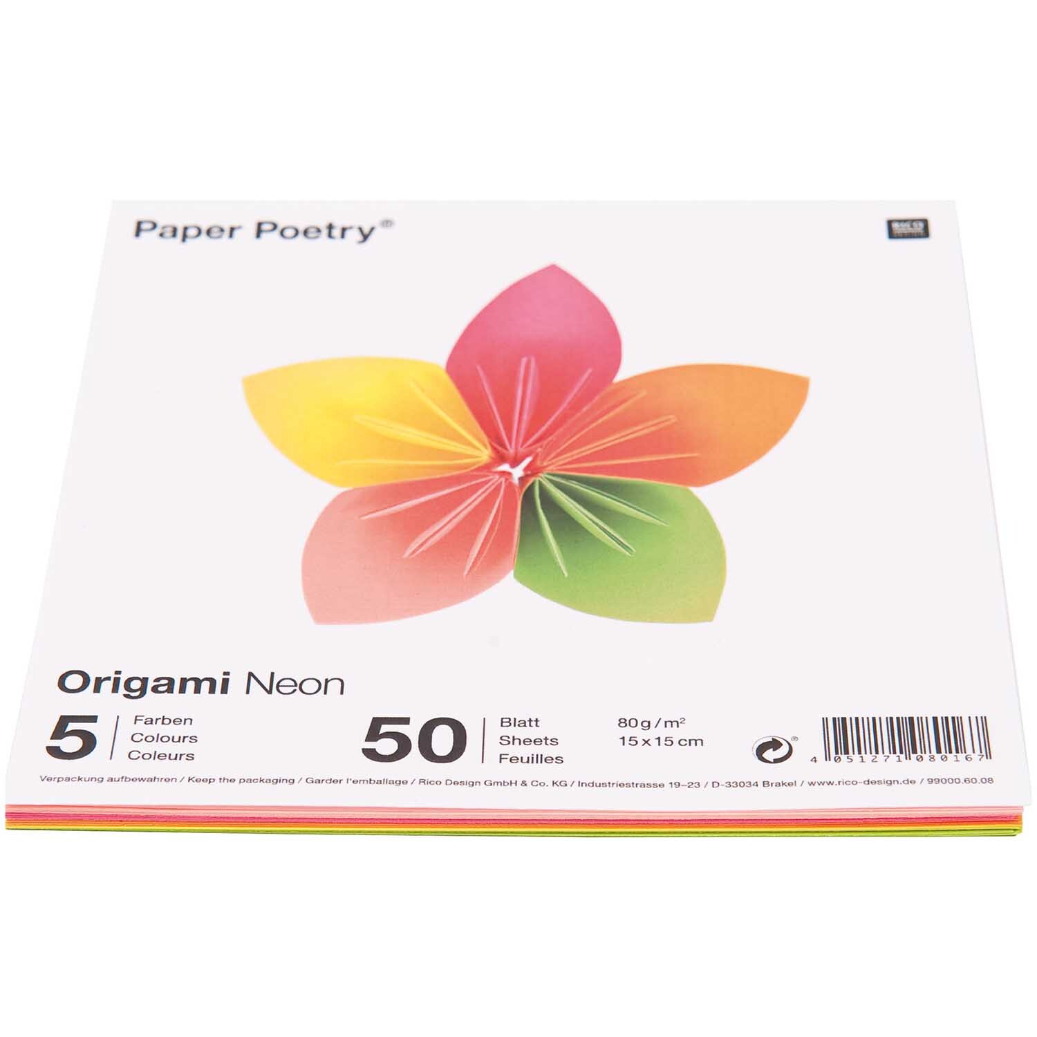 Paper Poetry Origami neon 15x15cm 50 Blatt 5 Farben Paper Poetry Origami neon 15x15cm 50 Blatt 5 Farben von Rico Design