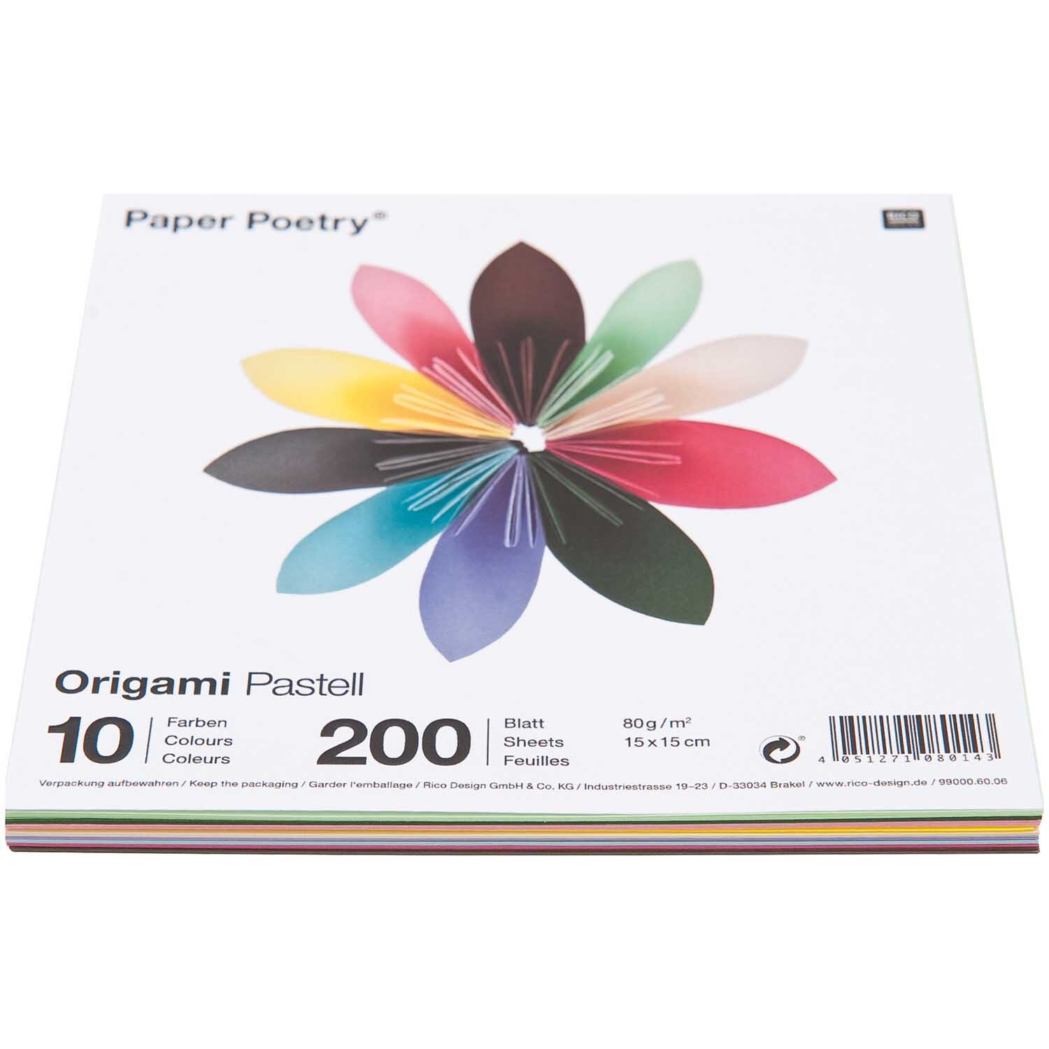 Paper Poetry Origami pastell 15x15cm 200 Blatt 10 Farben Paper Poetry Origami pastell 15x15cm 200 Blatt 10 Farben von Rico Design
