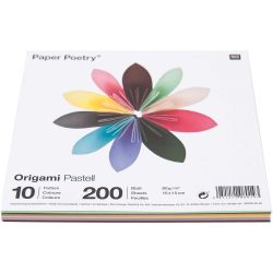 Paper Poetry Origami pastell 15x15cm 200 Blatt 10 Farben von Rico Design