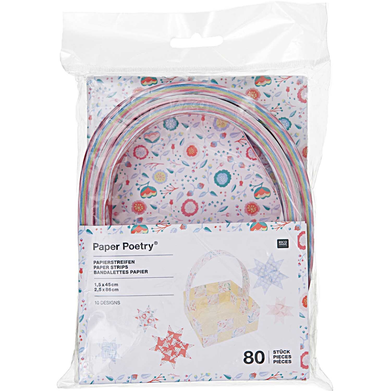 Paper Poetry Papierstreifen Romantic Flowers 80 Stück von Rico Design