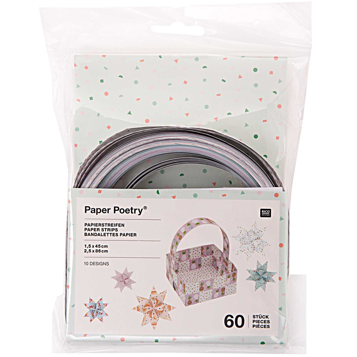 Paper Poetry Papierstreifen Tropical Spring 60 Stück Hot Foil von Rico Design