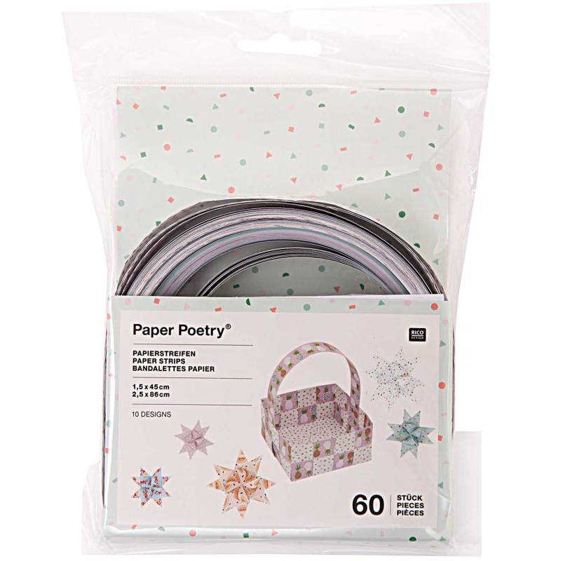Paper Poetry Papierstreifen Tropical Spring 60 Stück Hot Foil von Rico Design