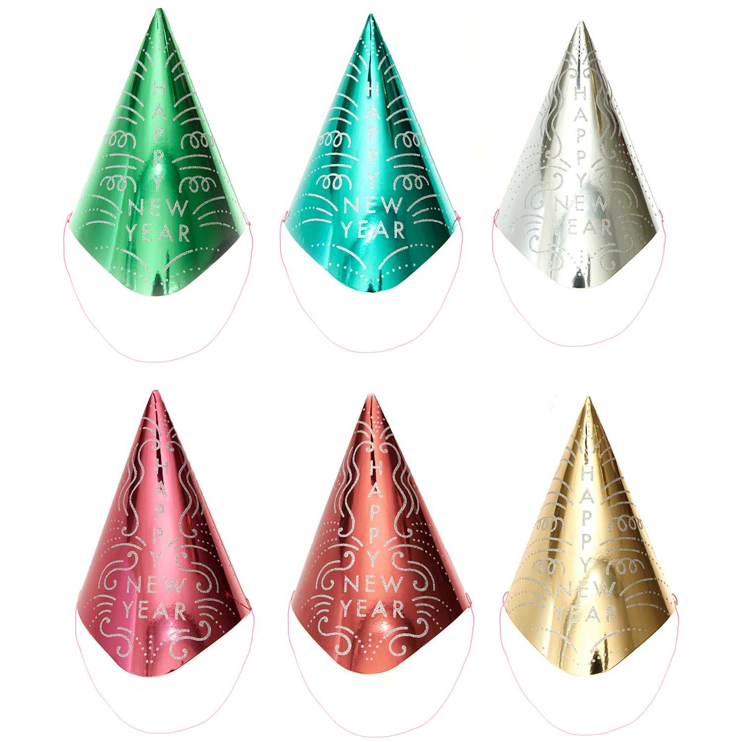 Paper Poetry Partyhüte Happy New Year multicolor 15x24cm 6 Stück von Rico Design