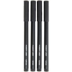 Paper Poetry Pigment Liner schwarz 4 Stifte von Rico Design