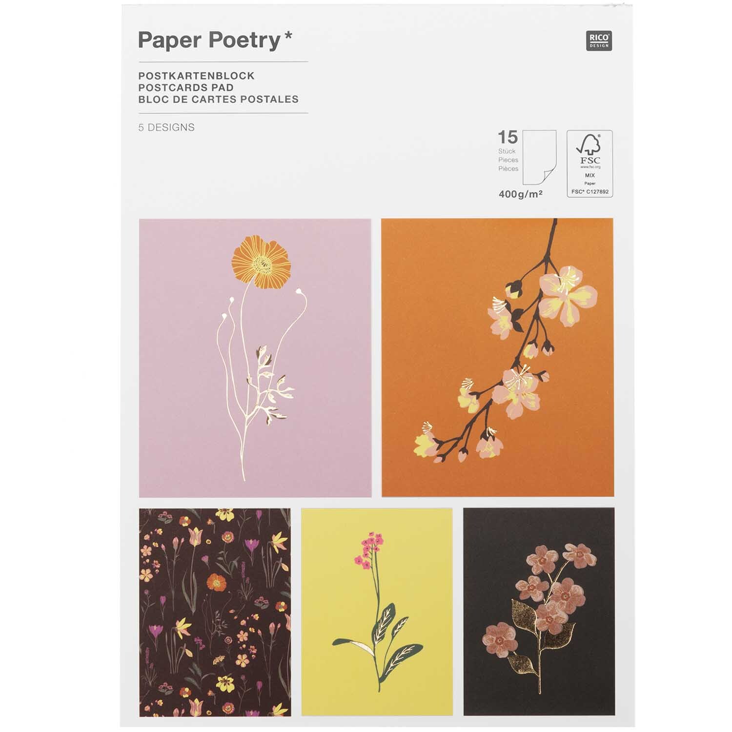 Paper Poetry Postkartenblock Blumen 15 Stück Paper Poetry Postkartenblock Blumen 15 Stück von Rico Design