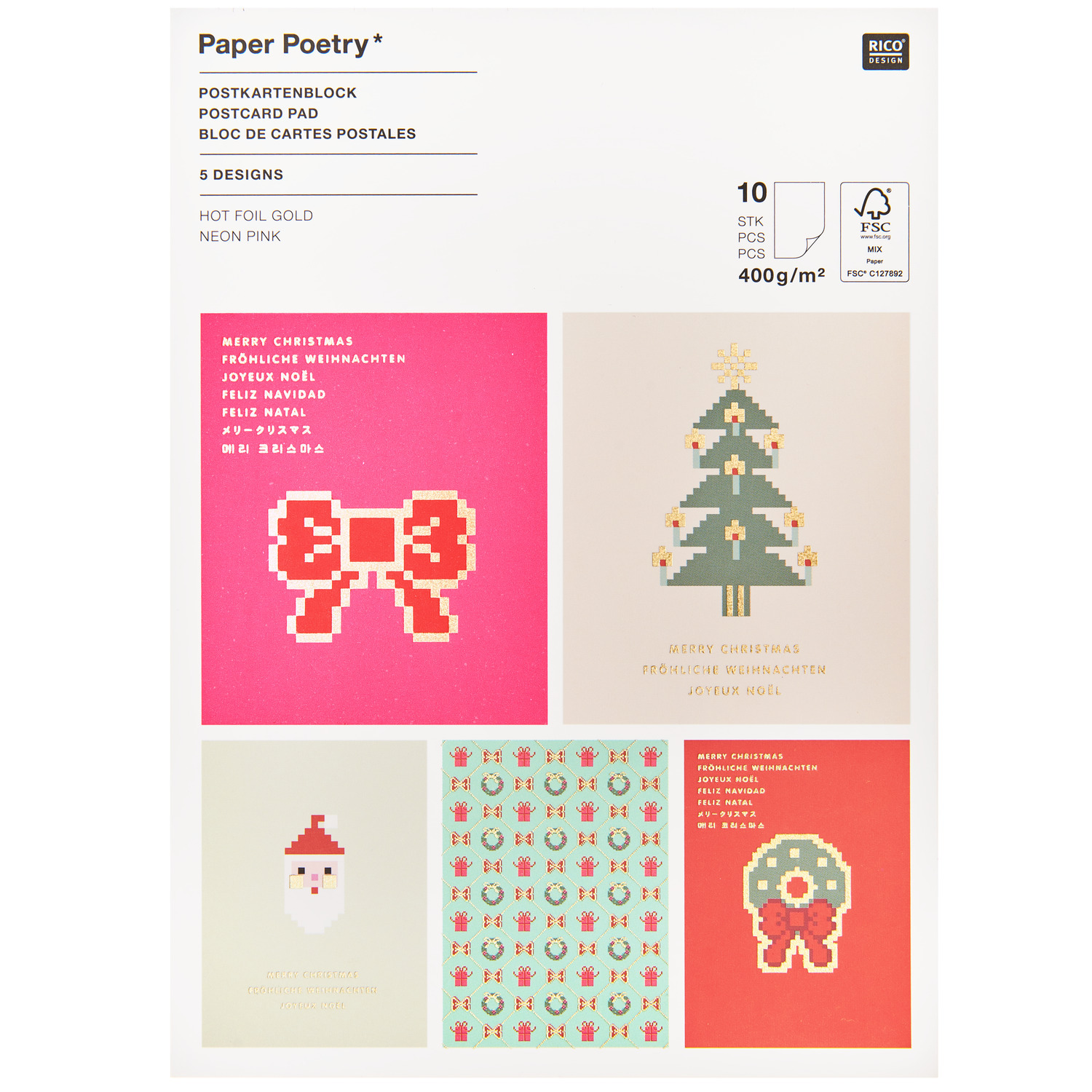 Paper Poetry Postkartenblock Schleifen Pixel Paper Poetry Postkartenblock Schleifen Pixel von Rico Design