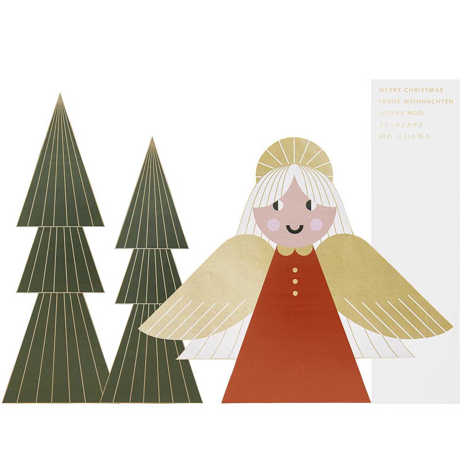 Paper Poetry Postkartendeko-Set Engel 4 Stück von Rico Design