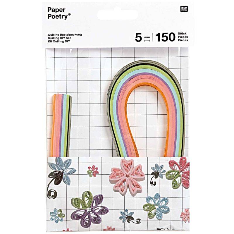 Paper Poetry Quilling Bastelset Blumen 5mm 150 Stück von Rico Design