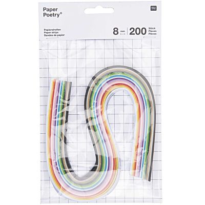 Paper Poetry Quilling Papierstreifen mehrfarbig 8mm 200 Stück von Rico Design