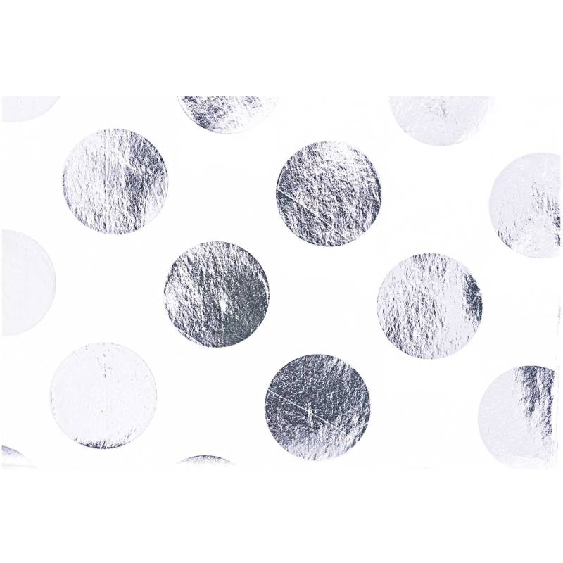 Paper Poetry Seidenpapier weiß Punkte silber 70x50cm 4 Bogen Hot Foil von Rico Design
