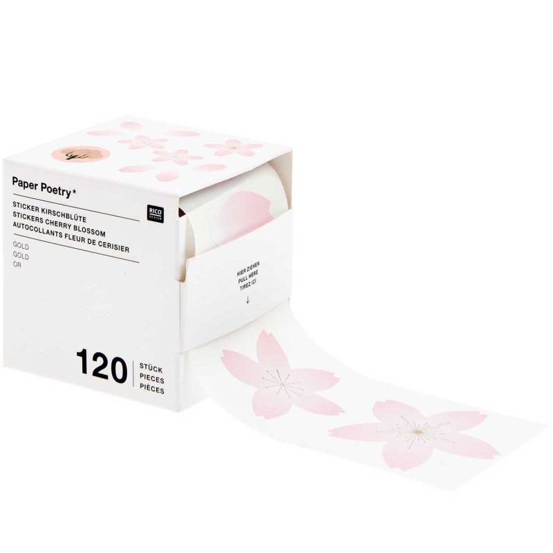 Paper Poetry Sticker Blütenblätter 5cm 120 Stück auf der Rolle Hot Foil von Rico Design