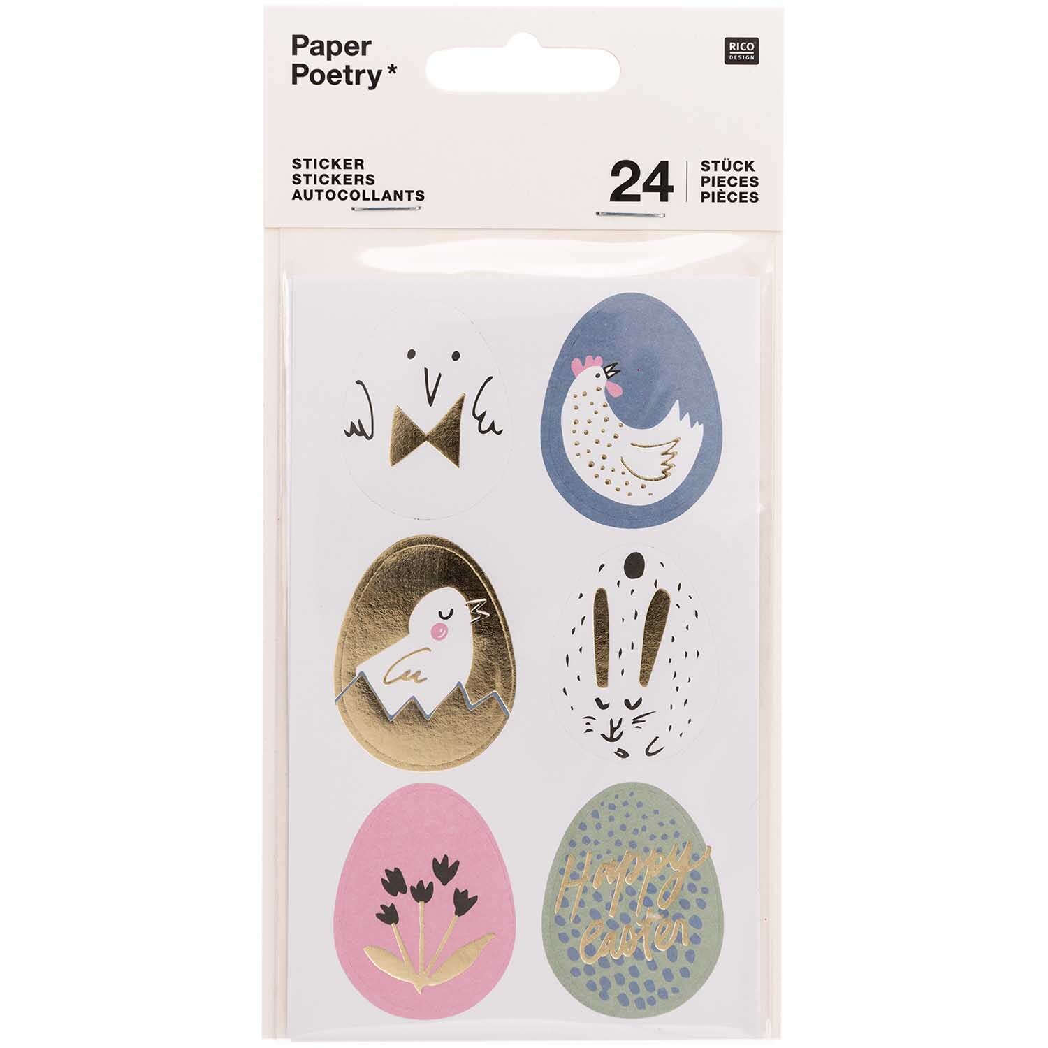 Rico Design Paper Poetry Sticker Bunny Hop Ostereier 24 Stück von Rico Design
