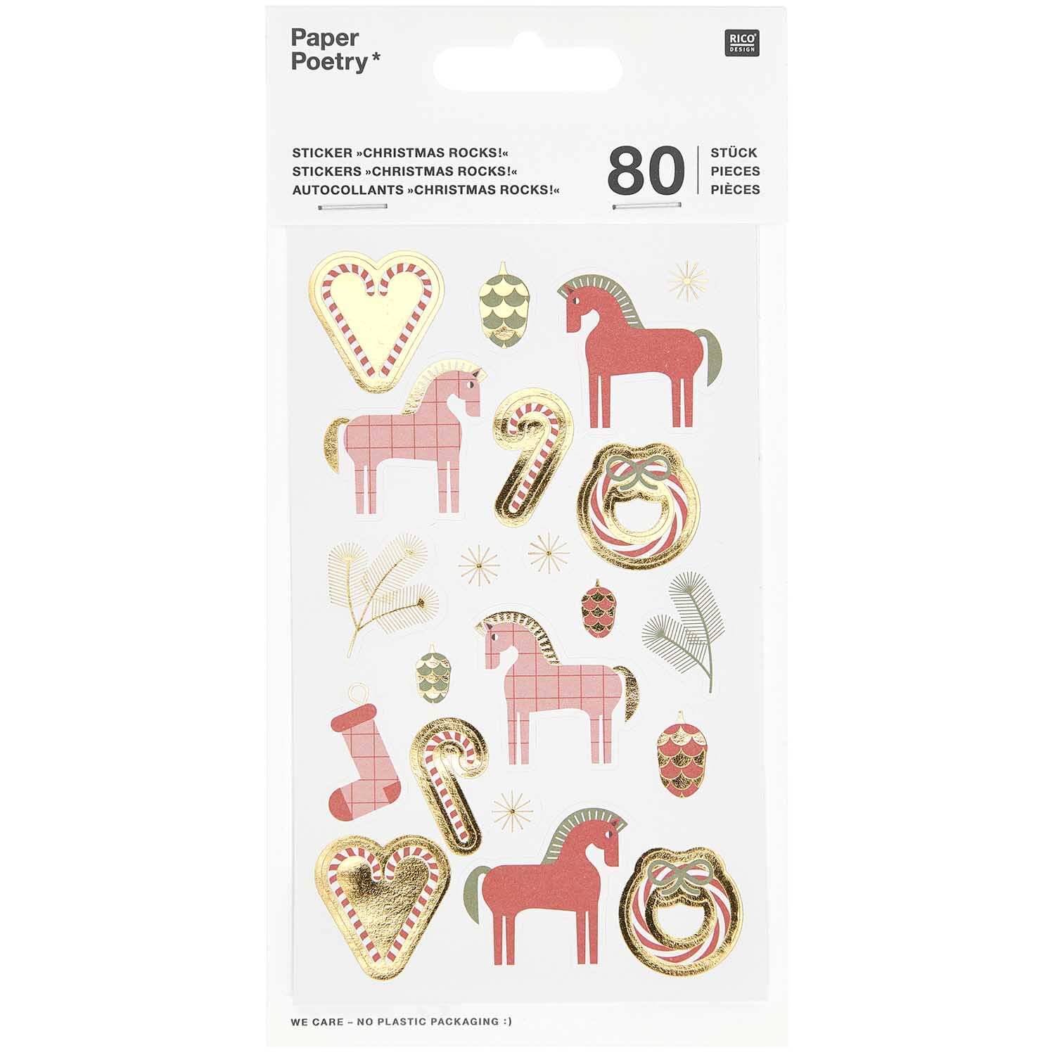 Paper Poetry Sticker Christmas Rocks! 4 Blatt von Rico Design