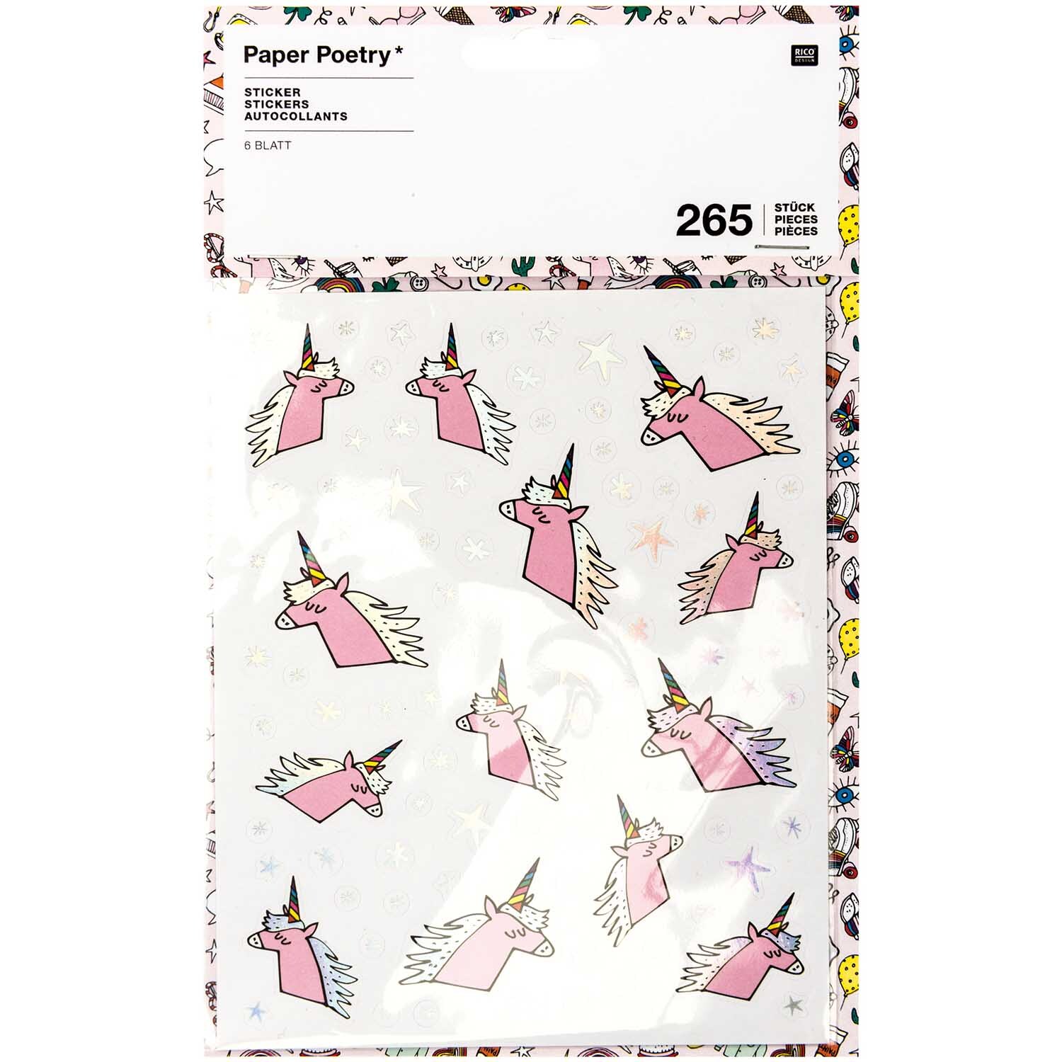 Paper Poetry Sticker Einhorn 6 Blatt von Rico Design