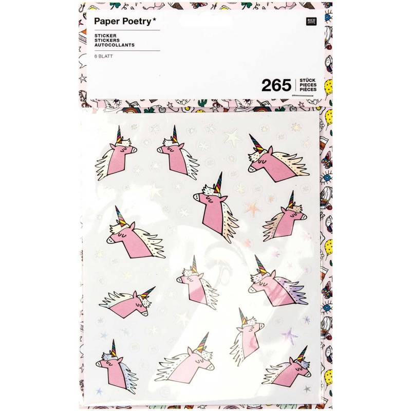 Paper Poetry Sticker Einhorn 6 Blatt von Rico Design