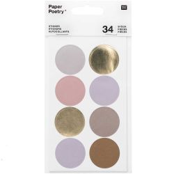 Paper Poetry Sticker Punkte & Streifen mauve 4 Blatt von Rico Design