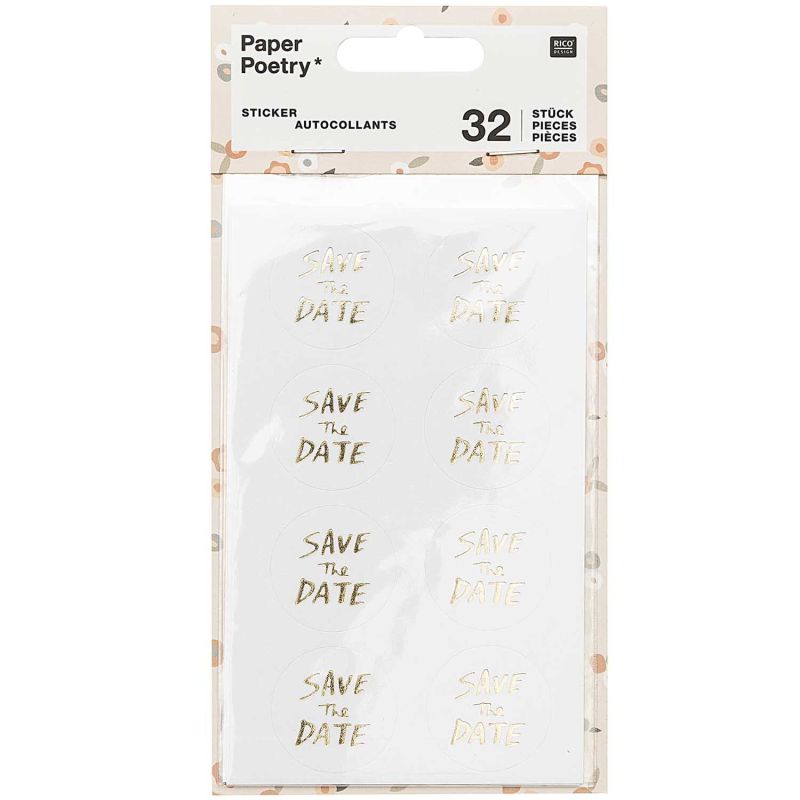 Paper Poetry Sticker Save the Date gold 4 Blatt von Rico Design