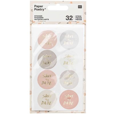 Paper Poetry Sticker Save the Date puder-grau 4 Blatt von Rico Design