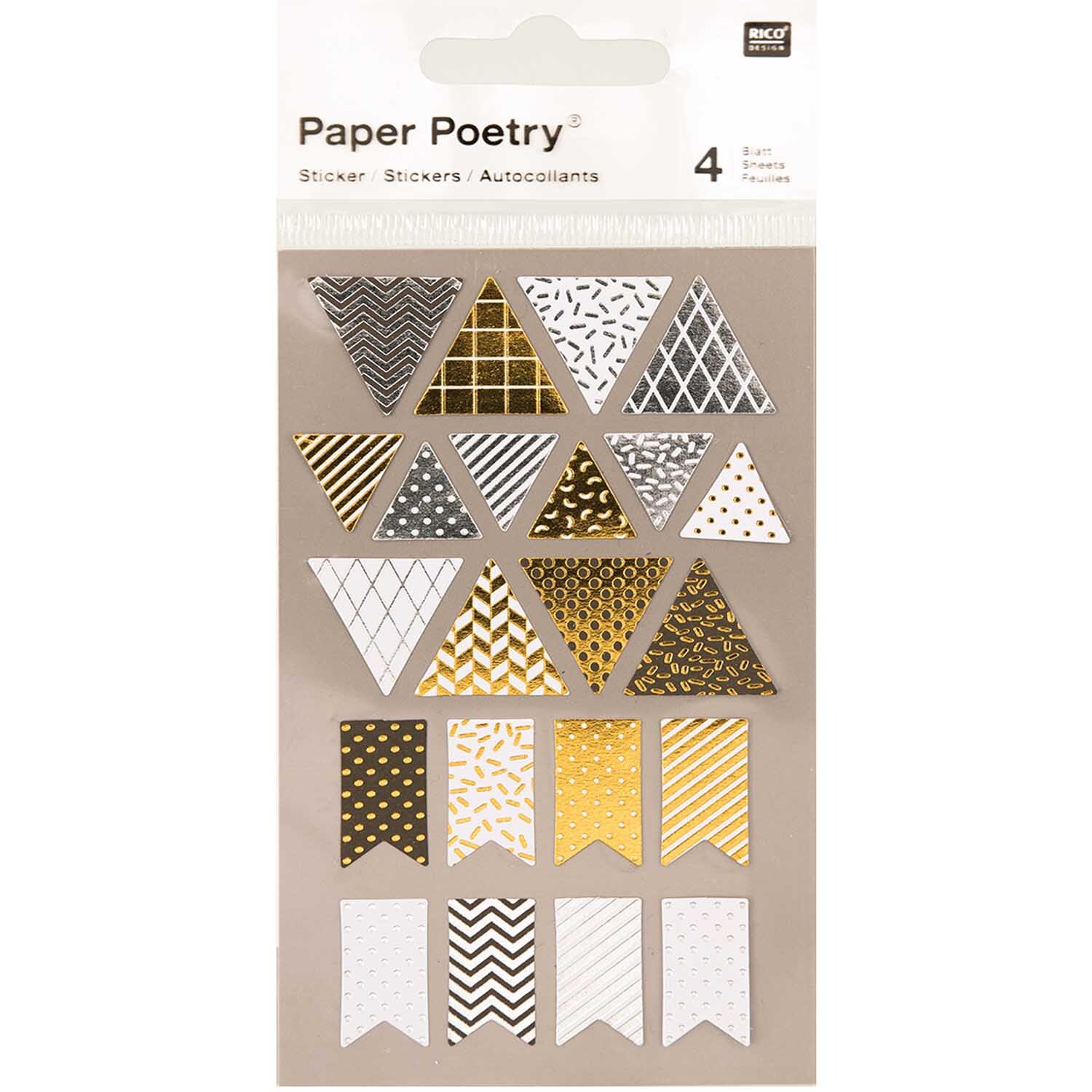 Paper Poetry Sticker Wimpel metallic 4 Bogen von Rico Design