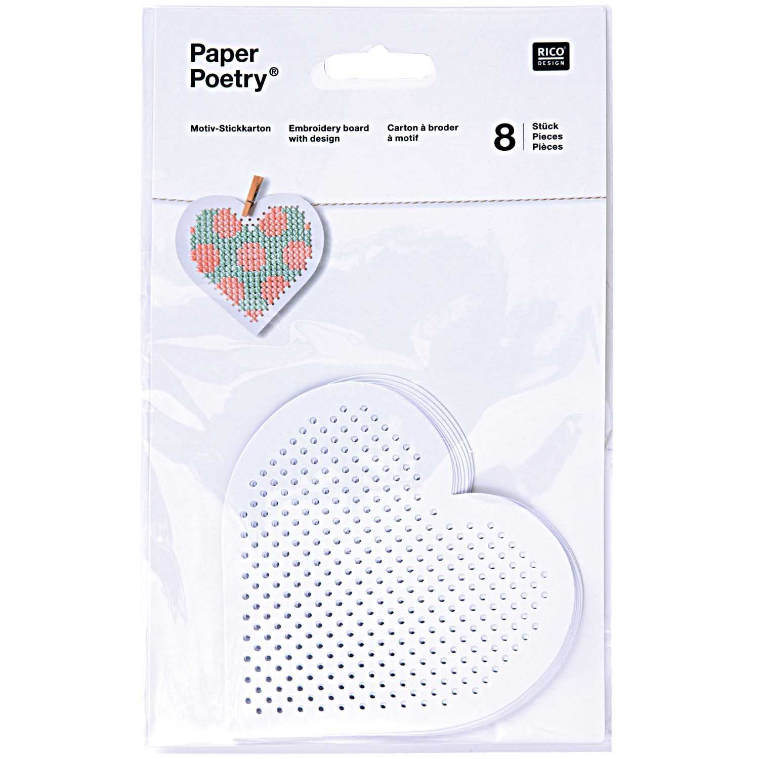 Paper Poetry Stickkarton Herzen 20,5x12,5cm 8 Stück Paper Poetry Stickkarton Herzen 20,5x12,5cm 8 Stück von Rico Design