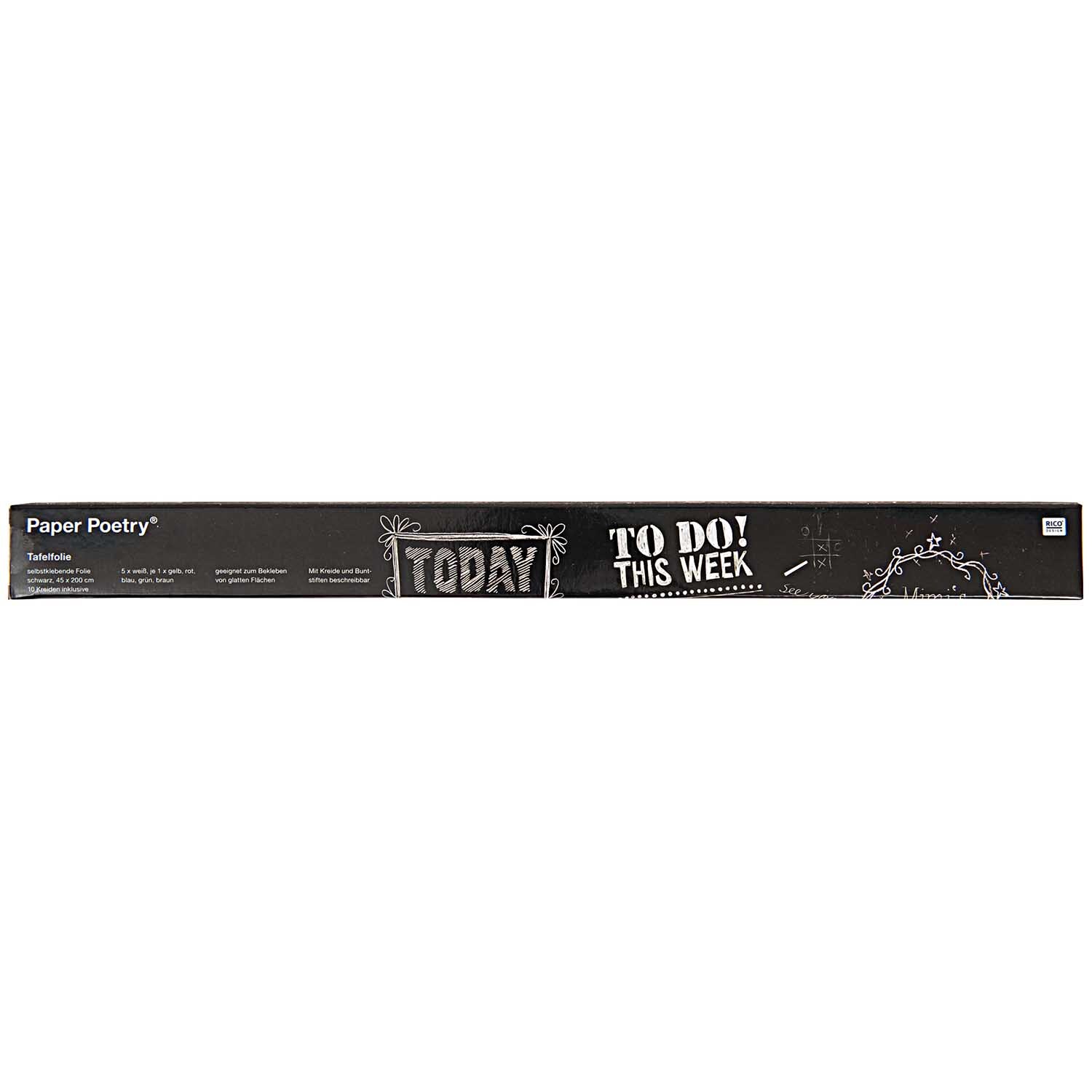 Rico Design Paper Poetry Tafelfolie schwarz 200x45cm mit 10 Kreiden Schwarz von Rico Design