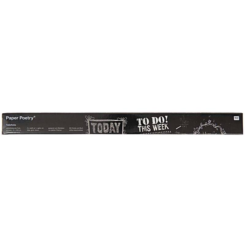 Rico Design Paper Poetry Tafelfolie schwarz 200x45cm mit 10 Kreiden Schwarz von Rico Design