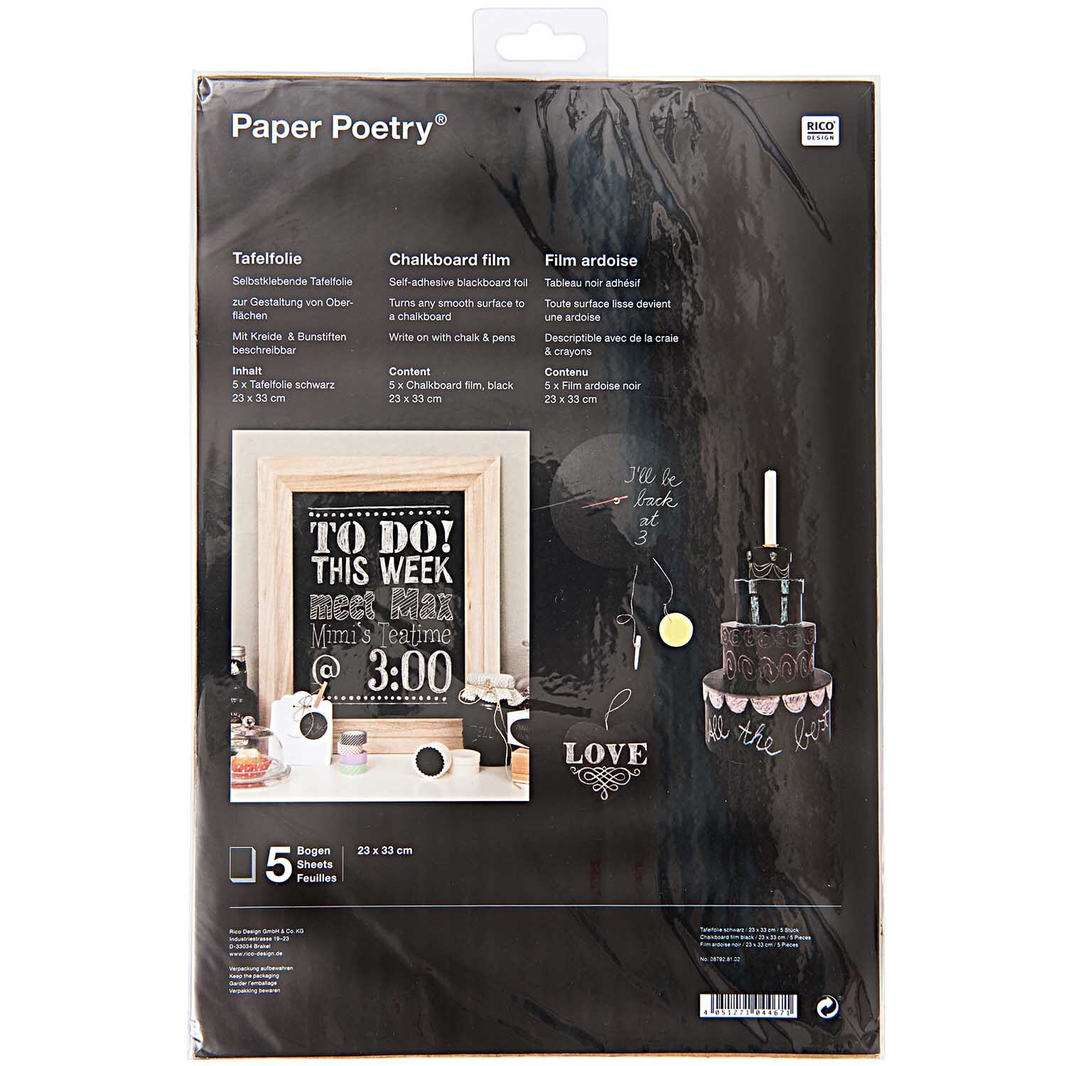 Paper Poetry Tafelfolie schwarz 23x33cm 5 Bogen Paper Poetry Tafelfolie schwarz 23x33cm 5 Bogen von Rico Design
